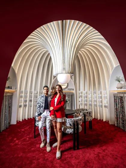 Standing inside a world we once only imagined. This photo captures us within the 'Arezzo x Nirmal’s' fabric sanctuary, a project that not only won the Best Booth Award but also captured the hearts of visitors. It’s a feeling of pure joy and gratitude.