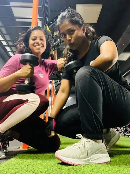 A happy moment with my gym buddy. The friendships built through fitness are some of the strongest.