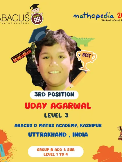 Uday Agarwal from Kashipur, Uttrakhand, securing 3rd Position.