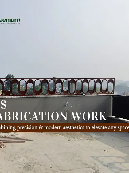 Custom MS fabrication work for a modern terrace railing. The design features a pattern of repeating ovals, combining precision engineering with a unique aesthetic to elevate the space.