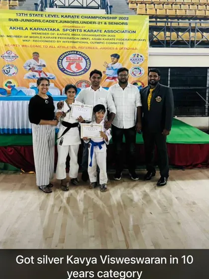 Kavya Visweswaran proudly displays her silver medal from the 10 years category at the state championship.