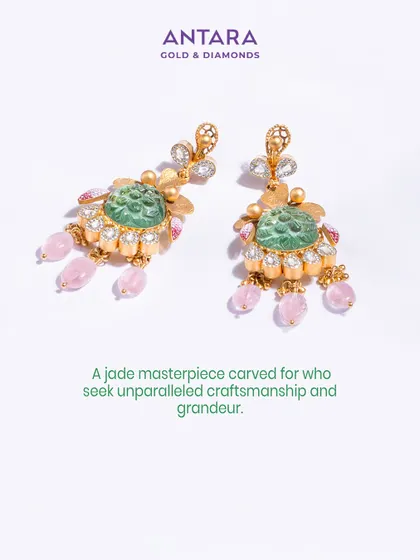 A jade masterpiece carved for those who seek unparalleled craftsmanship. These earrings capture whispers of Italian gardens with French enamel, green aventurine, and pink morganite.