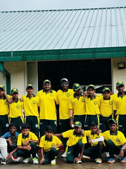Our U-16 team poses with the local Sri Lankan team after their match.