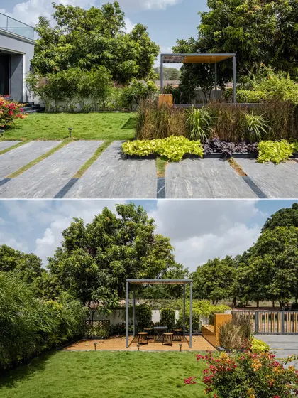 Details from "Tranquil Mango Haven," showing how we use a mix of materials for pathways and varied planting to create texture and interest in the garden.