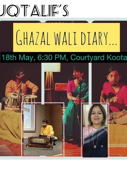 The official poster for Muqtalif's "Ghazal Wali Diary," featuring the artists and event details. Our posters are designed to be informative and visually appealing, setting the stage for the event.