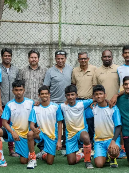 Our team with coaches and management at a Hockey Fest. We are thankful to our partners and the hockey community for organizing such wonderful events.