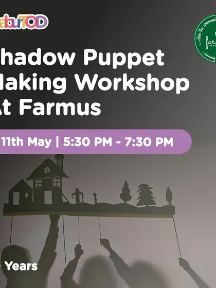 The poster for our Shadow Puppet Making workshop for children aged 6 and above.
