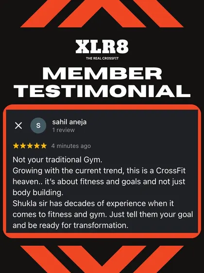 Sahil Aneja calls our gym a "CrossFit heaven." He understands that my focus is on fitness goals and transformation, not just bodybuilding.