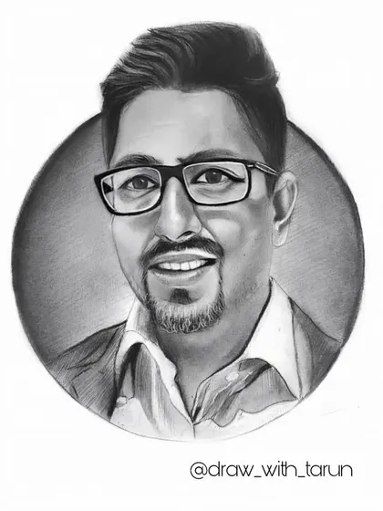 A clean, circular charcoal portrait. This style is great for profile pictures or as a focused piece of art, removing background distractions to highlight the person's expression.