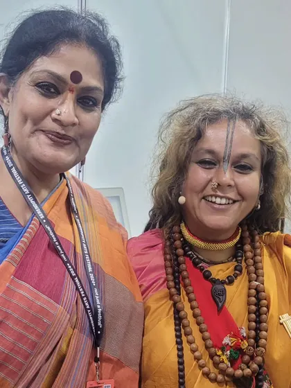 With the incredible Parvathy Baul, whom I was delighted to present at the Serendipity Arts Festival as part of my curation.