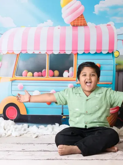 The ice cream truck theme is a hit with older kids too. These photos capture the pure happiness and excitement of a summer day treat.