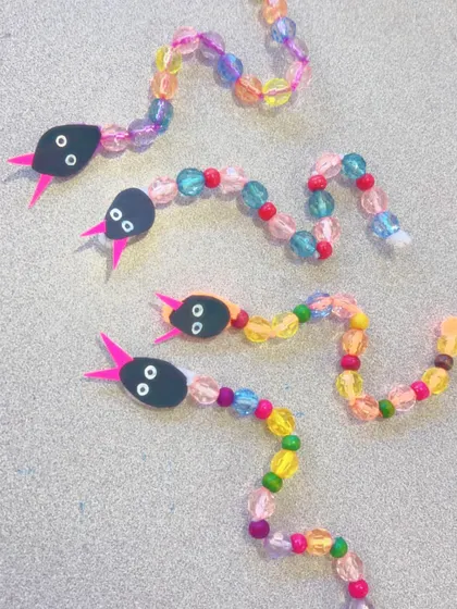 A closer look at the beaded snakes. They are so simple to make but look so effective.