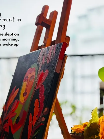 While the city slept on a rainy morning, colors quietly woke up at the studio. The energy was so different, so serene. This painting on the easel seemed to soak it all in.