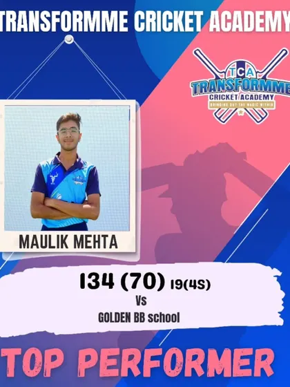 A dominating hundred from Maulik Mehta, who scored 134 runs in a KSCA BTR U-14 match.