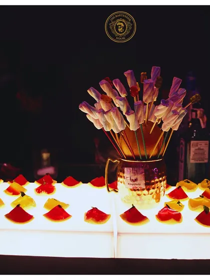 A simple yet delightful presentation of marshmallow and jelly garnishes. These sweet treats are always a hit with guests of all ages.