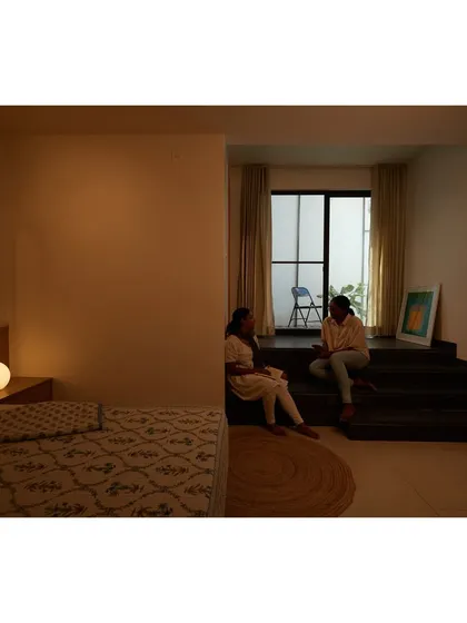 Another view of the bedroom nook, highlighting its versatility.
