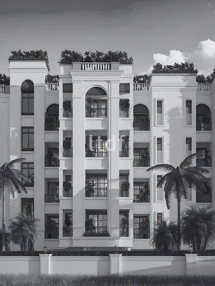 A black and white rendering of our 'Casa Paraiso' project, emphasizing its minimalist symmetry and fine lines. The clean layout paired with iconic palm trees creates a breezy, coastal charm, offering a tranquil escape.