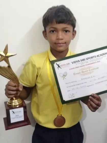 Congratulations to Dhanush for clinching the boys U10 singles title at the Open Tennis Championships. His determination and skill on the court have paid off.