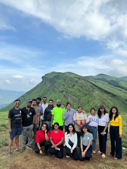 The group on a sunny day at a viewpoint in Kemmangundi.