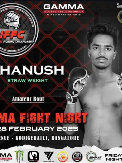 Fight announcement for our rising star, Dhanush. With a 2-0 amateur record and a 100% finish rate, he is a fighter to watch.
