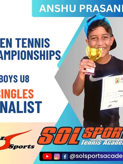 Anshu Prasanna, a finalist in the U8 Open Tennis Championships. We are excited to watch our next generation of stars grow and compete.
