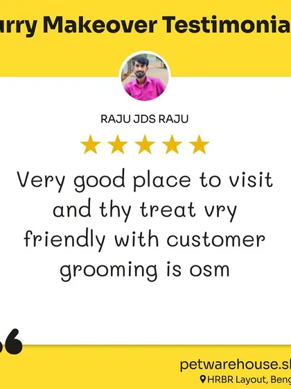 Another 5-star review from Raju JDS Raju, calling our grooming "osm" (awesome). We love the enthusiasm from our happy customers.