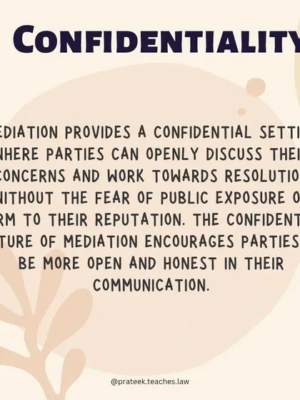 Confidentiality is a key benefit of mediation. It provides a private setting to discuss sensitive issues without fear of public exposure, encouraging open and honest communication.