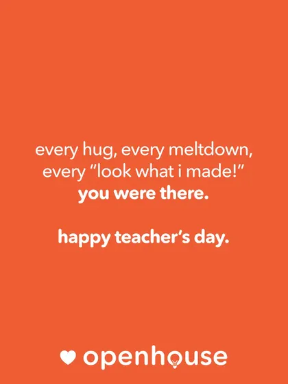 A little note of appreciation for Teacher's Day. For every hug, every meltdown, and every "look what I made," our teachers are there.