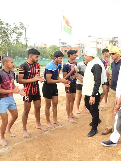 Our players greeting the guests and officials during the opening of our one-day kabaddi tournament.