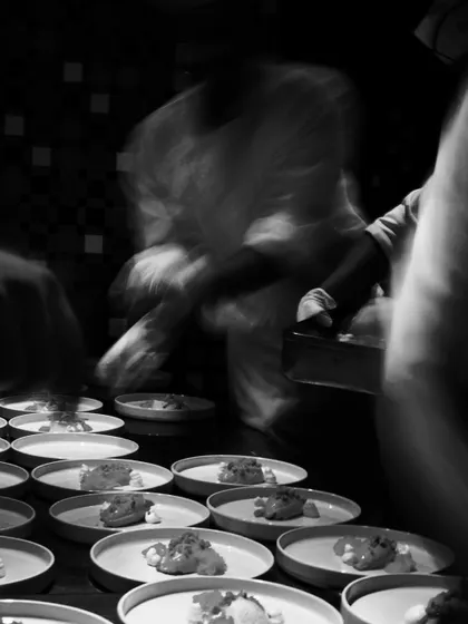 Another artistic motion-blur shot of the kitchen in action.