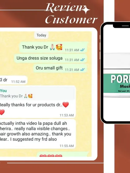 This customer is seeing "nalla visible changes" and says her hair growth is also amazing. She even suggested my products to her friend.