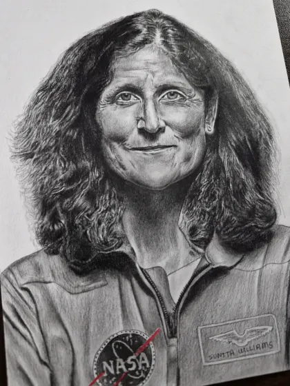 A portrait of astronaut Sunita Williams, an inspiring figure.