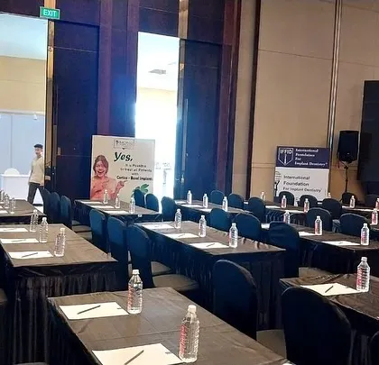 A classroom-style seating arrangement prepared for a corporate training or workshop. I manage all logistical aspects, including furniture layout and on-site materials, to create an effective learning environment.