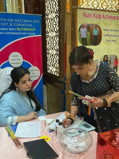 Our consultation desk at the Dandiya event. It was a great opportunity to answer questions and guide people on how to start their health journey.