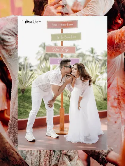 A sweet moment of the couple before the color-play began at their Holi-themed party in Goa.
