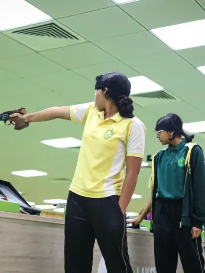 Students from different schools train side-by-side at our shooting facility. We are proud to be a hub for nurturing the next generation of Indian shooting talent.