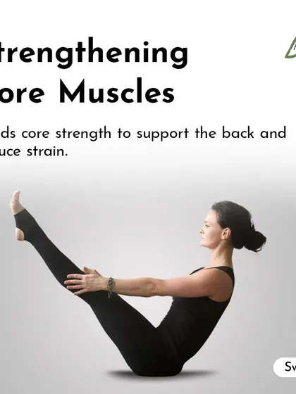 Yoga helps with back pain by strengthening core muscles. A strong core supports the back and reduces strain.