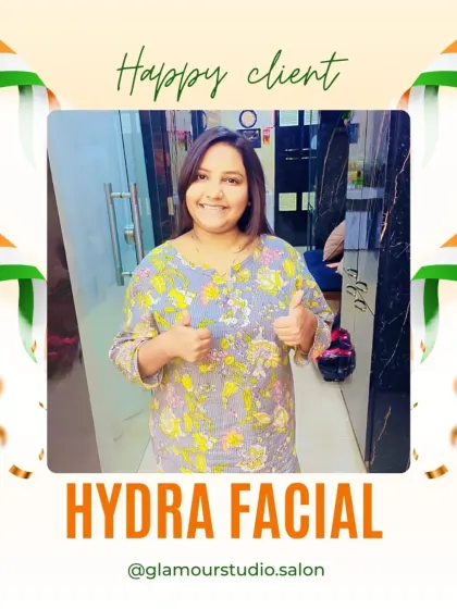 Thumbs up from a happy client. Her enthusiastic approval and radiant skin are why we love what we do.