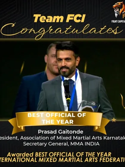 I am honored and proud to be recognized by the International Mixed Martial Arts Federation as the "Best Official of the Year." This award reflects my deep commitment to the sport and to providing you with world-class instruction.