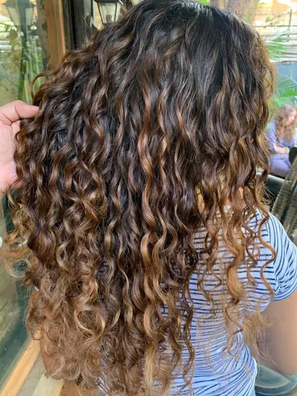 Mermaid hair, full-time flair. Painted these gorgeous curly locks for a bride-to-be. This is a non-bleach color. (No filter)