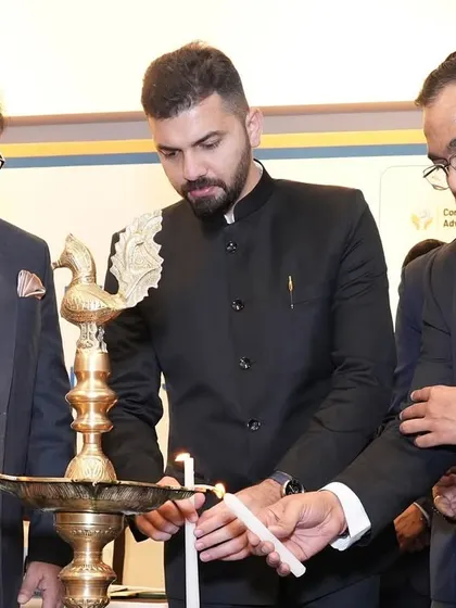 Inaugurating the AIMA national program by lighting the ceremonial lamp with Senior Advocate Pradeep Rai.