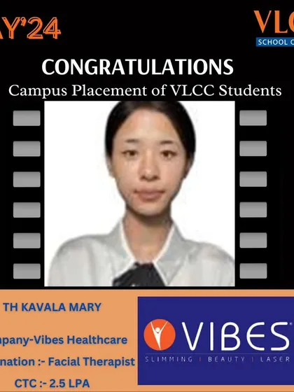 Congratulations to our student Th Kavala Mary on her placement as a Facial Therapist at Vibes Healthcare. We are proud to help our students secure rewarding positions in the beauty industry.
