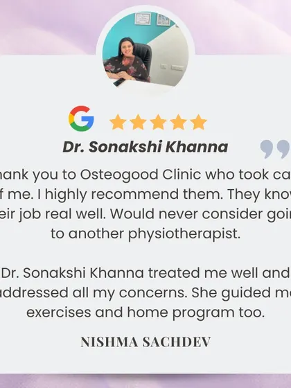 Hearing from happy patients is the best part of my work. This feedback from Nishma highlights my commitment to creating personalized home exercise programs and addressing all patient concerns to ensure a complete recovery.