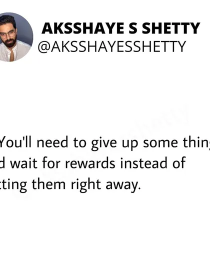 A truth about fat loss: you'll need to give some things up and wait for rewards instead of getting them right away. Delayed gratification is a key skill.