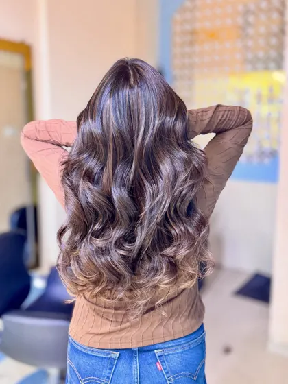 The back view of this everyday glam look. The color is rich and dimensional, perfect for any occasion.
