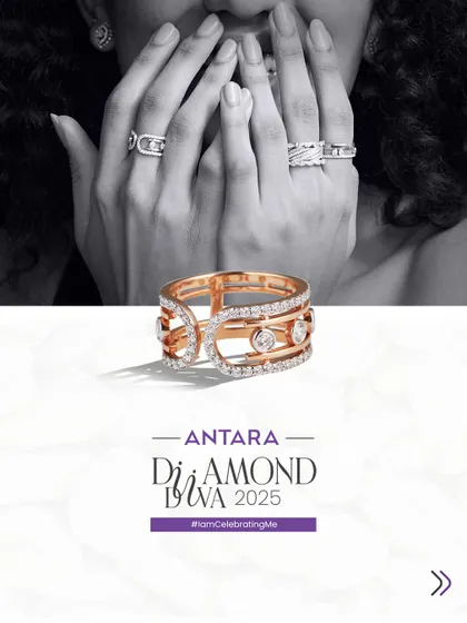 She became her own cheerleader. This image captures the essence of the collection, showcasing a variety of stackable and statement rings that allow you to express your individual style and celebrate your quiet wins.