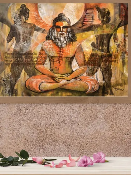 My painting 'INCARNATION-II' displayed in a home interior, showing how my art can complement a modern living space.