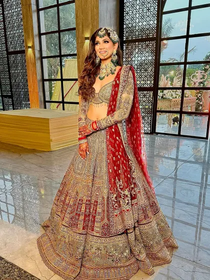 A confident and happy pose, showing how the makeup makes her feel like the best version of herself.