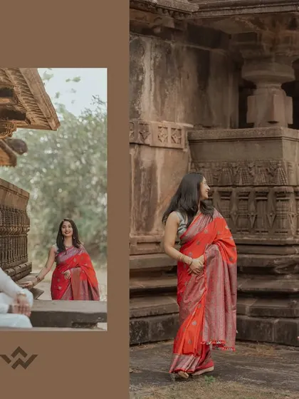 A collage showing different interactions during a heritage pre-wedding shoot. We focus on capturing the couple's natural chemistry as they explore the historic location together.