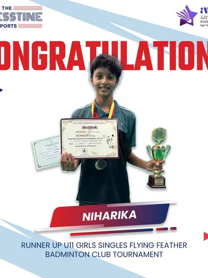 Congratulations to Niharika for her fantastic performance as the runner-up in the U11 Girls Singles at the Flying Feather Badminton Club Tournament.